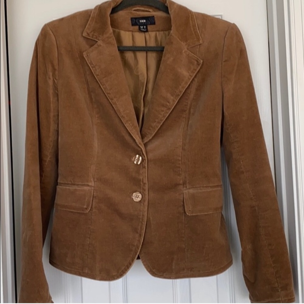 Gap Corduroy Blazer Jacket Size 6 Tan Camel Brown